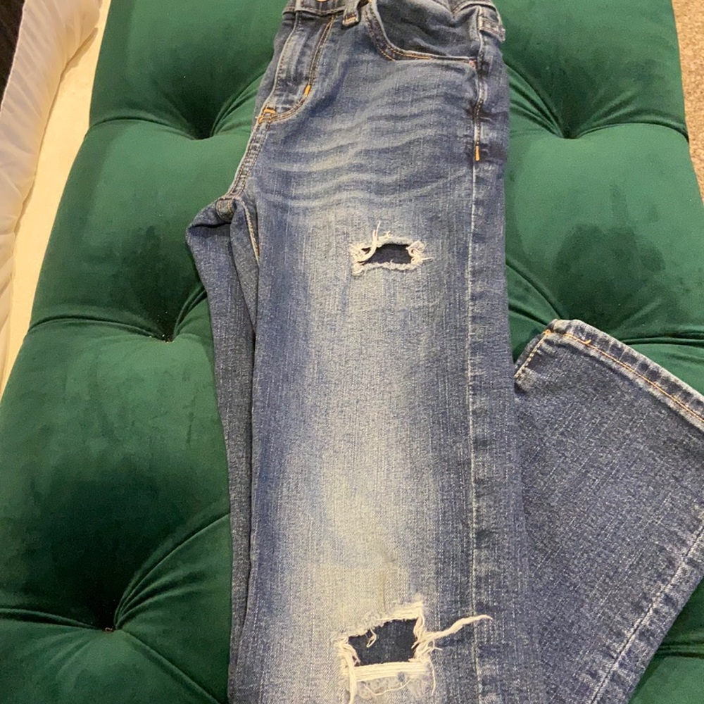 Dark denim distressed jeans boys size 8